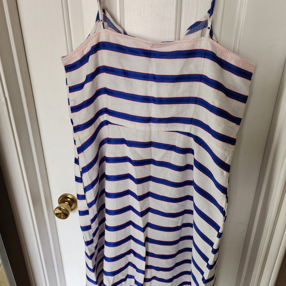 Joules LinenStriped Blue and White Dress - Picture 3 of 7